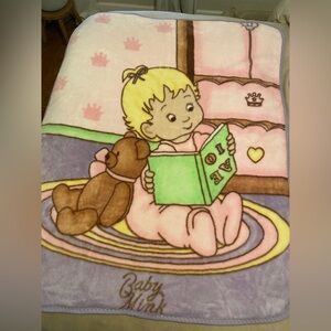 Vintage Baby Mink Pink Soft Crib Blanket - GREAT CONDITION!